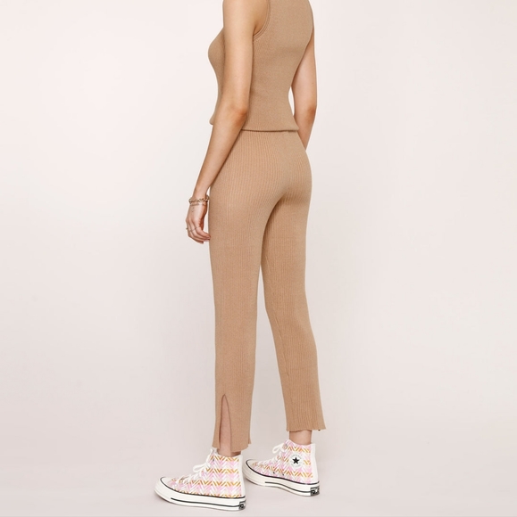 Nwt heartloom | verna ribbed pants with Split hem in tan - Picture 6 of 8